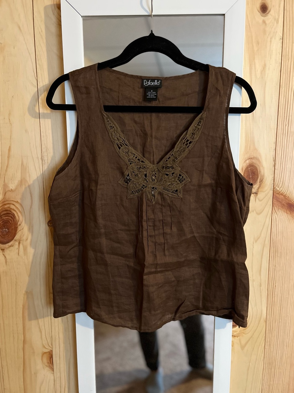 Rafaella 100% Linen Chocolate Brown Tank Top